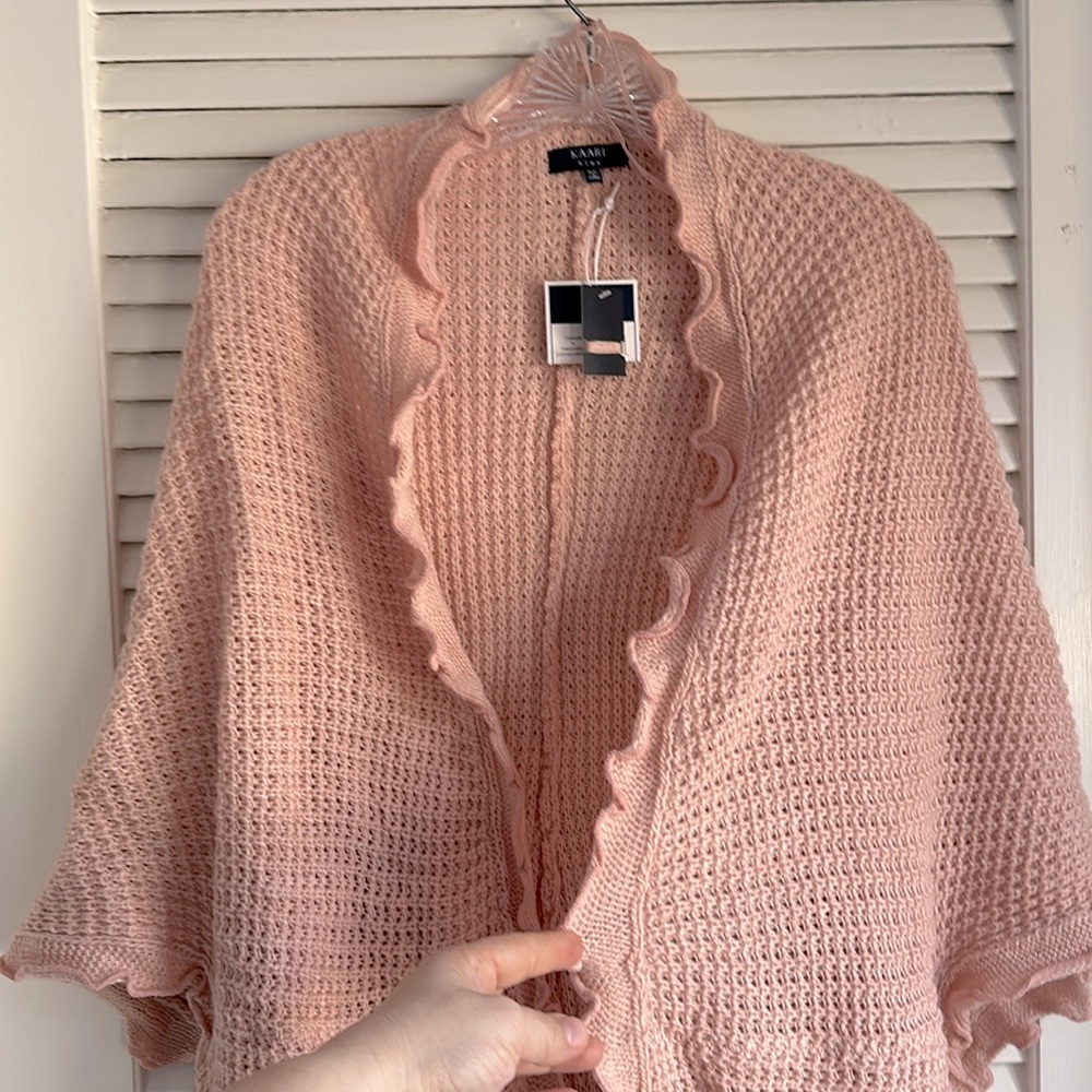 Kaari Blue Knit Pinksweet Poncho Cardigan NWT, Size M - Picture 2 of 9
